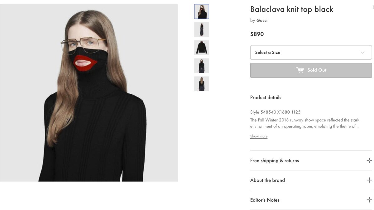 Black face gucci hotsell hoodie